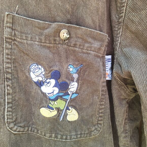 Mickey Unlimited Green Corduroy Goofy Mickey Embroidered Vintage Shirt Unisex S - Picture 3 of 14